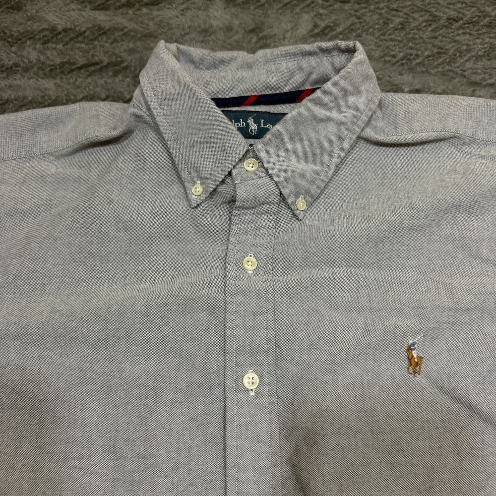 Vtg Polo Ralph Lauren Chambray Shirt Mens XL Blue Classic Fit Pony Collegiate - Picture 2 of 15